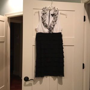 Black and white ruffled dress size 14